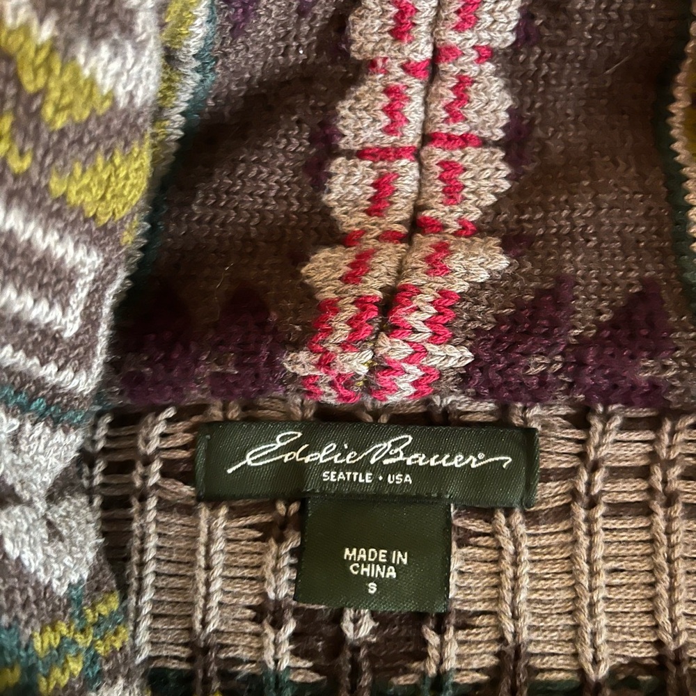 Eddie Bauer Green Aztec Print Button Front Cardig… - image 8